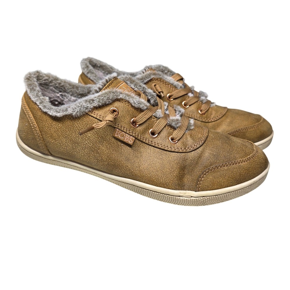 Skechers BOBS B Cute Chestnut‎ Faux Fur Lined Sneakers Brown Womens 7 113933